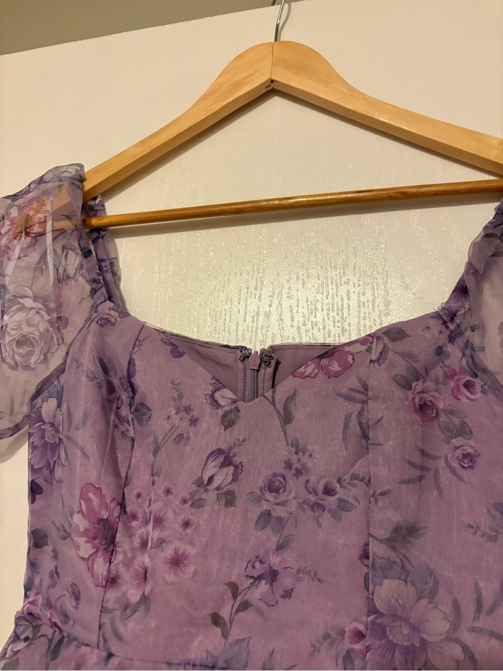 Lulus Oh-So Stunning Purple Floral Organza Tiered Midi Dress - Picture 7 of 12
